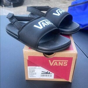 Vans Black Slide Sandals with Logo